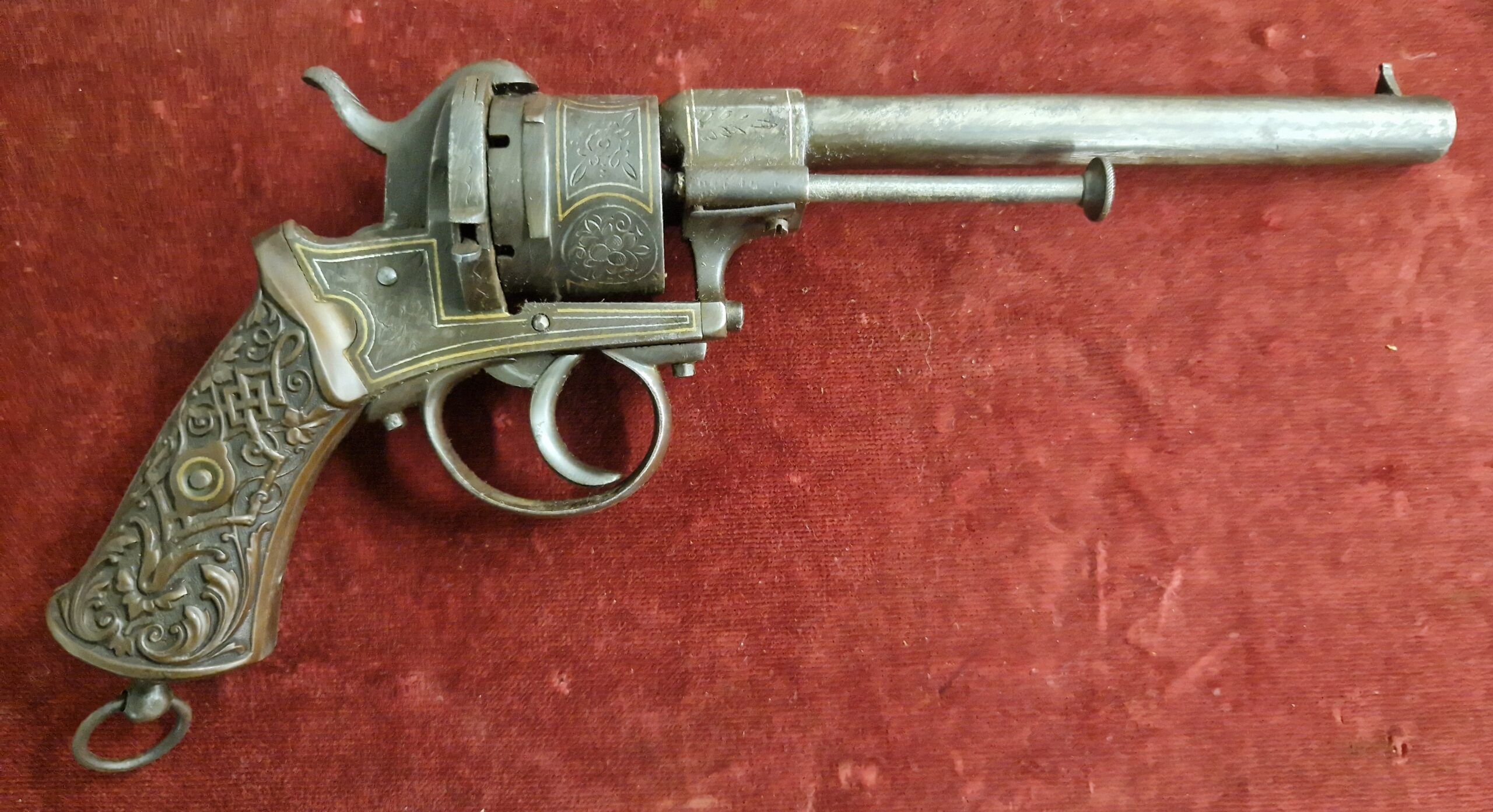 Penvuur revolver 9mm goud ingelegd (vergunningsvrij) - Afbeelding 6