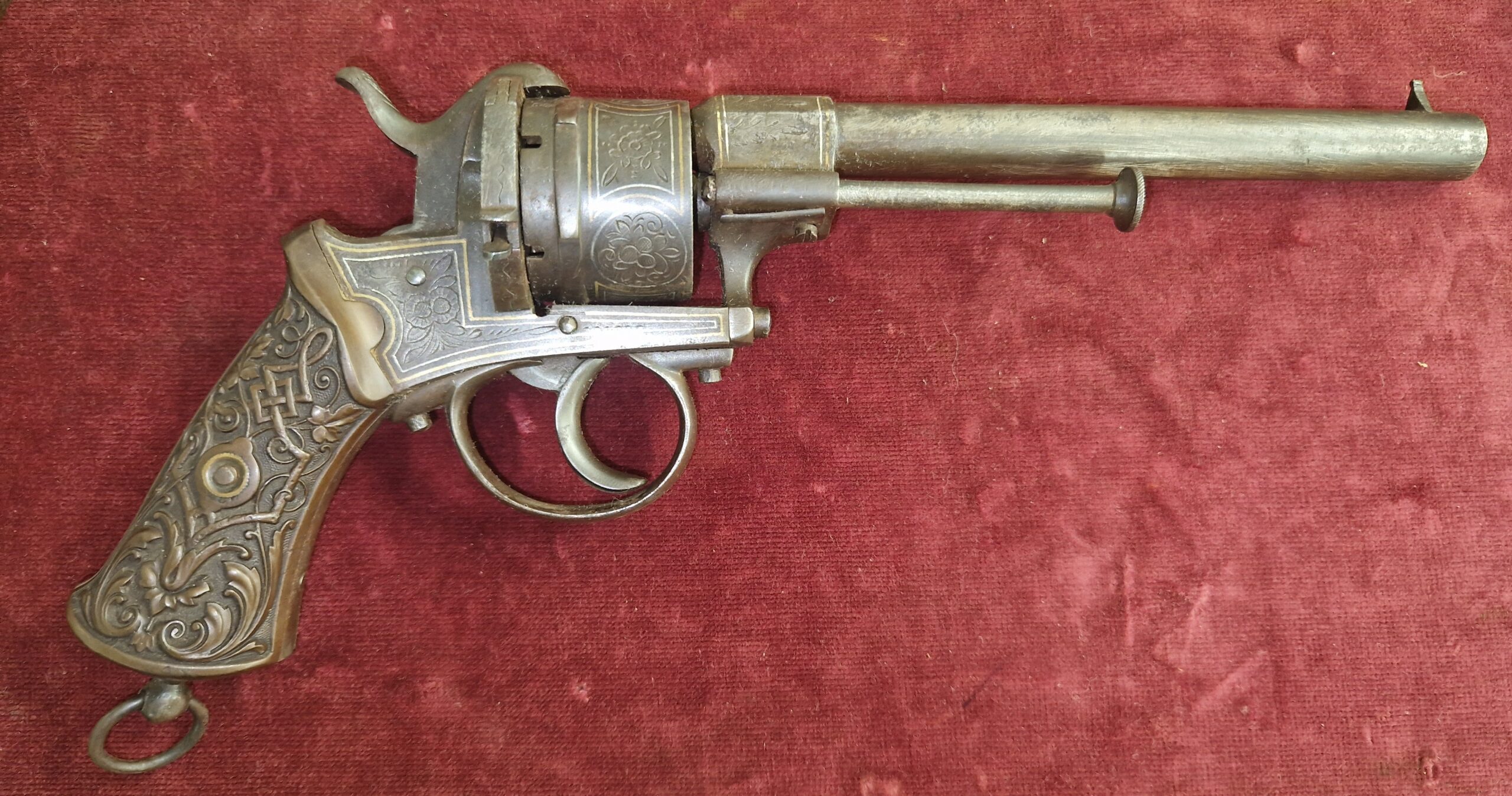 Penvuur revolver 9mm goud ingelegd (vergunningsvrij) - Afbeelding 7