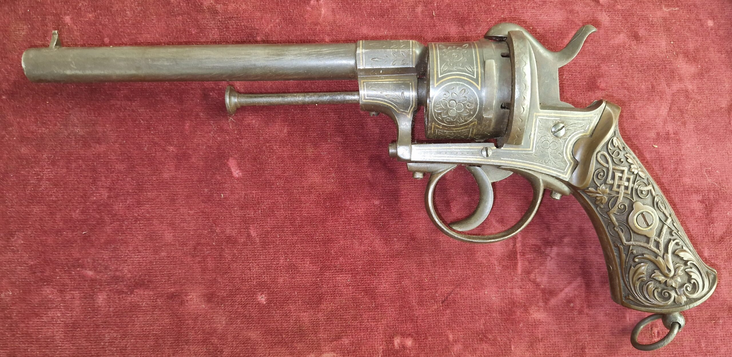 Penvuur revolver 9mm goud ingelegd (vergunningsvrij) - Afbeelding 8